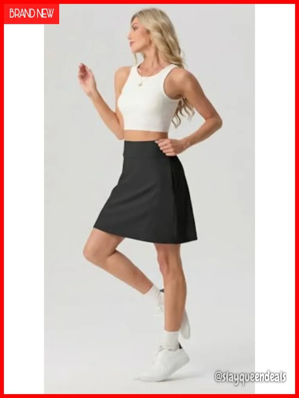 High Waisted Tennis Skort with Zipper Pockets Quick-Dry Stretch Skirt